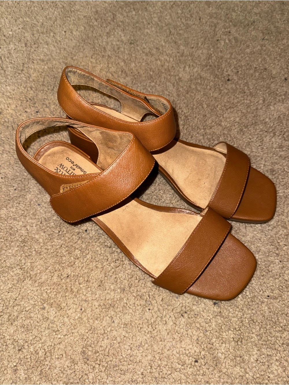 croft & barrow Tan Two-Strap Low Block Heel Sandals